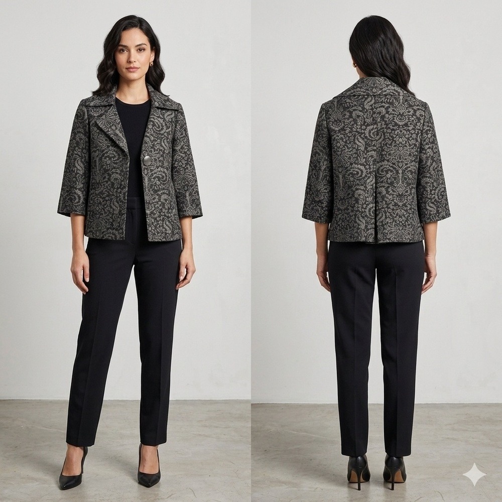 Harolds Blazer Jacket S Black Metallic Paisley Jacquard Baroque Whimsigoth Retro